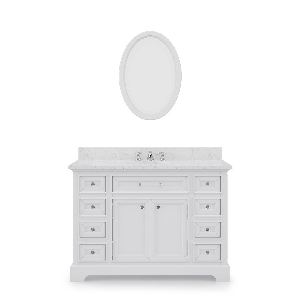 48 In. Single Sink Carrara White Marble Countertop Bath Vanity In Pure White. Picture 1
