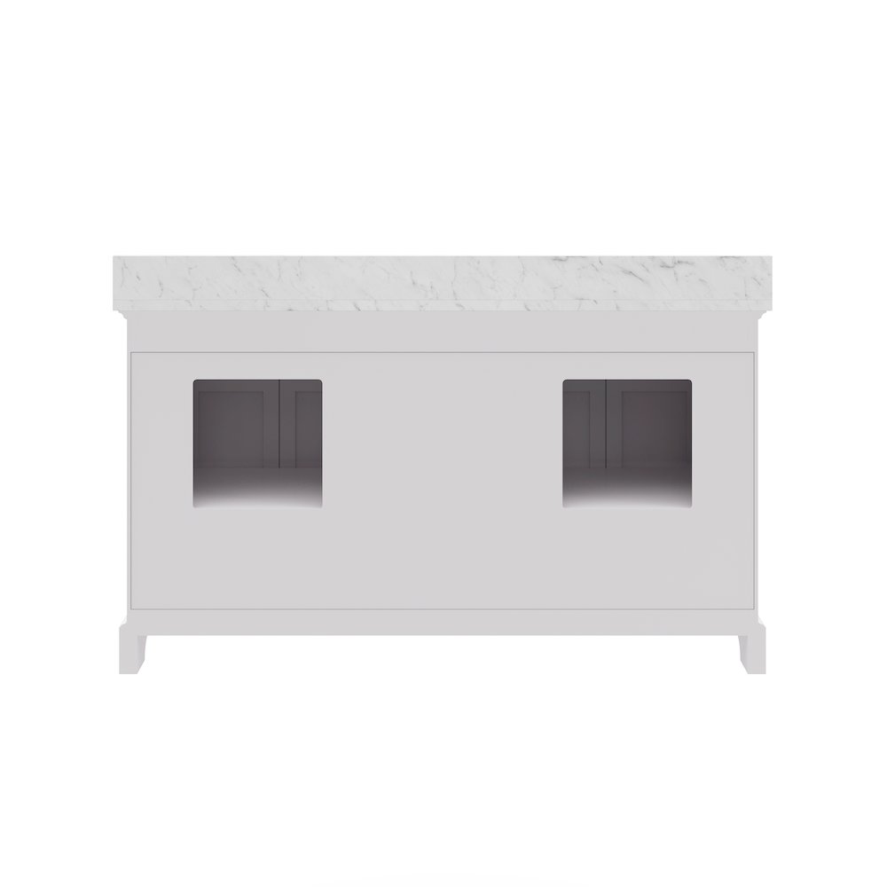 60 In. Double Sink Carrara White Marble Countertop Bath Vanity In Pure White. Picture 3