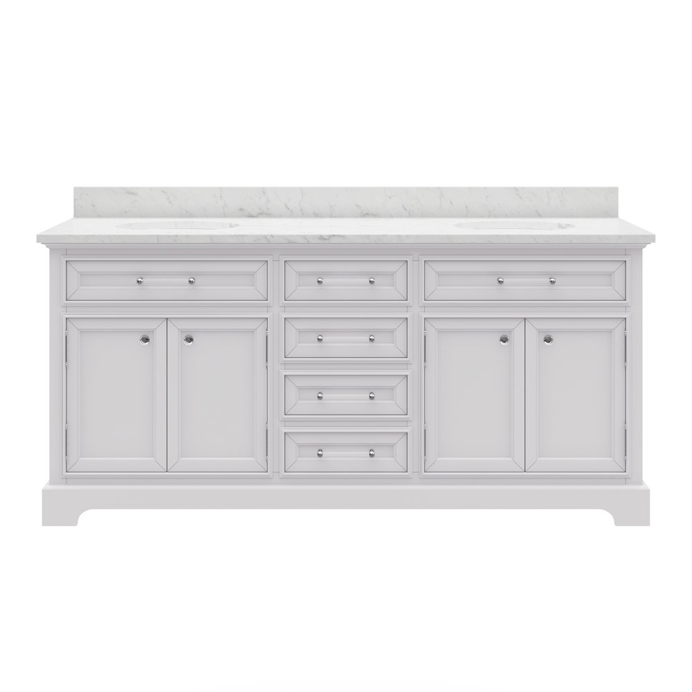 72 Inch Pure White Double Sink Bathroom Vanity From The Collection. Picture 1