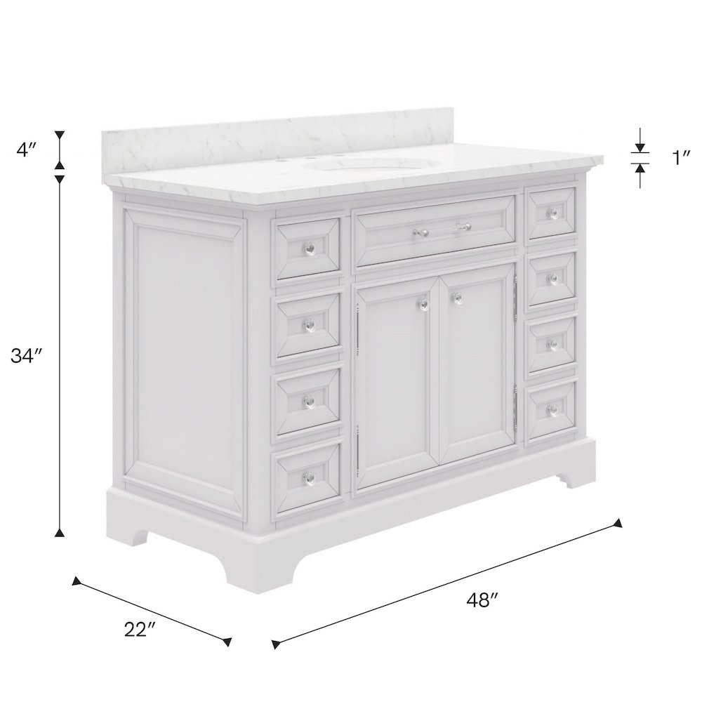 48 In. Single Sink Carrara White Marble Countertop Bath Vanity In Pure White. Picture 13