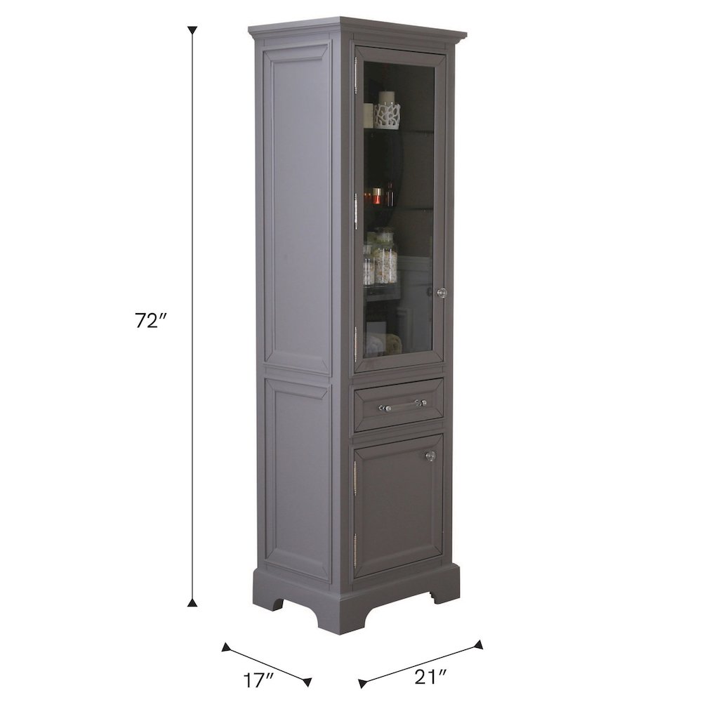 Free Standing Linen Cabinet In Cashmere Grey. Picture 6
