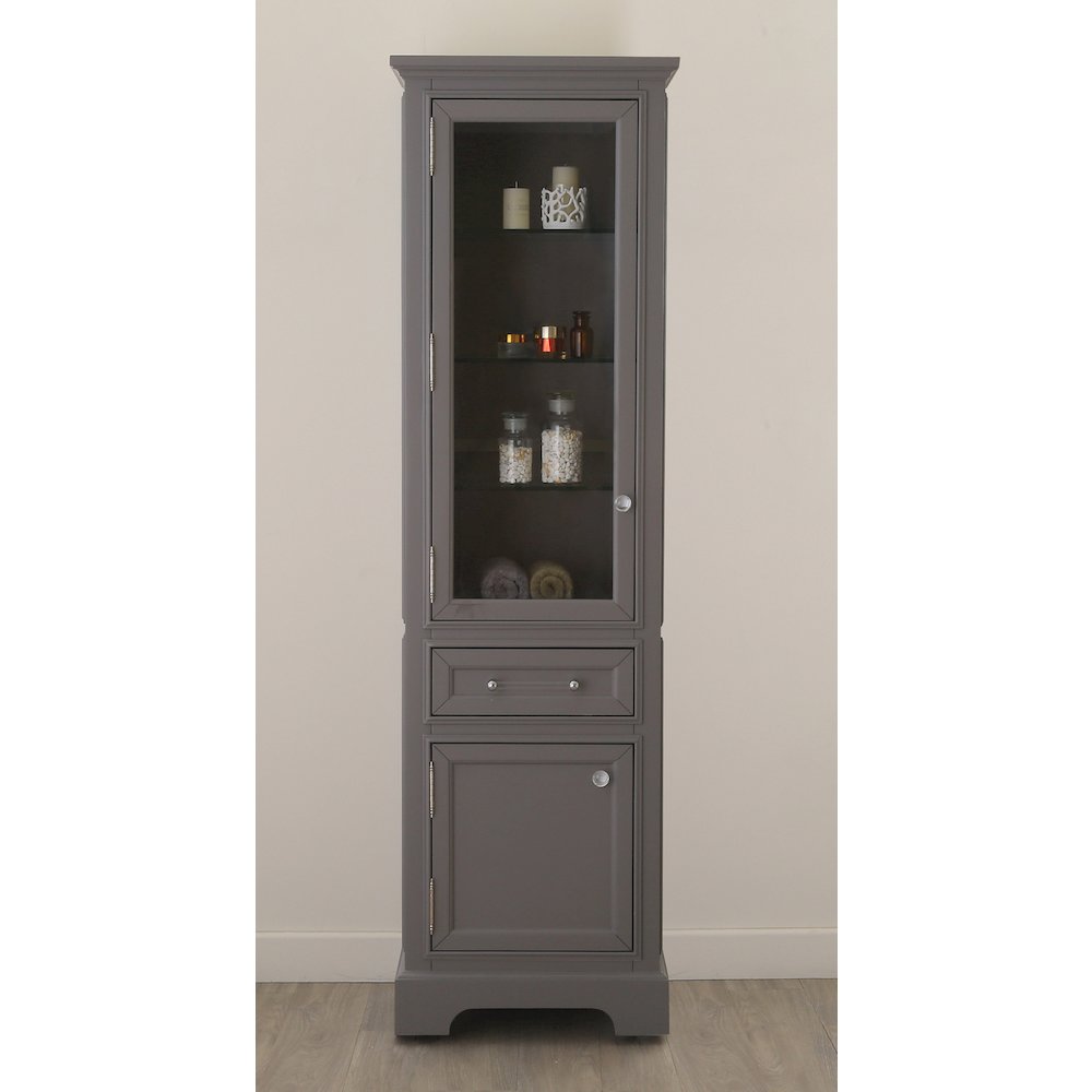 Free Standing Linen Cabinet In Cashmere Grey. Picture 2