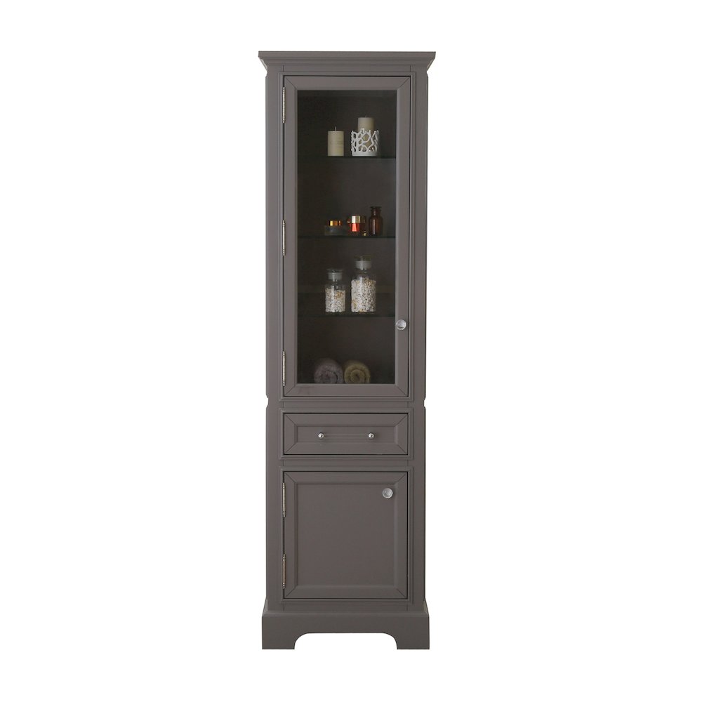 Free Standing Linen Cabinet In Cashmere Grey. Picture 1