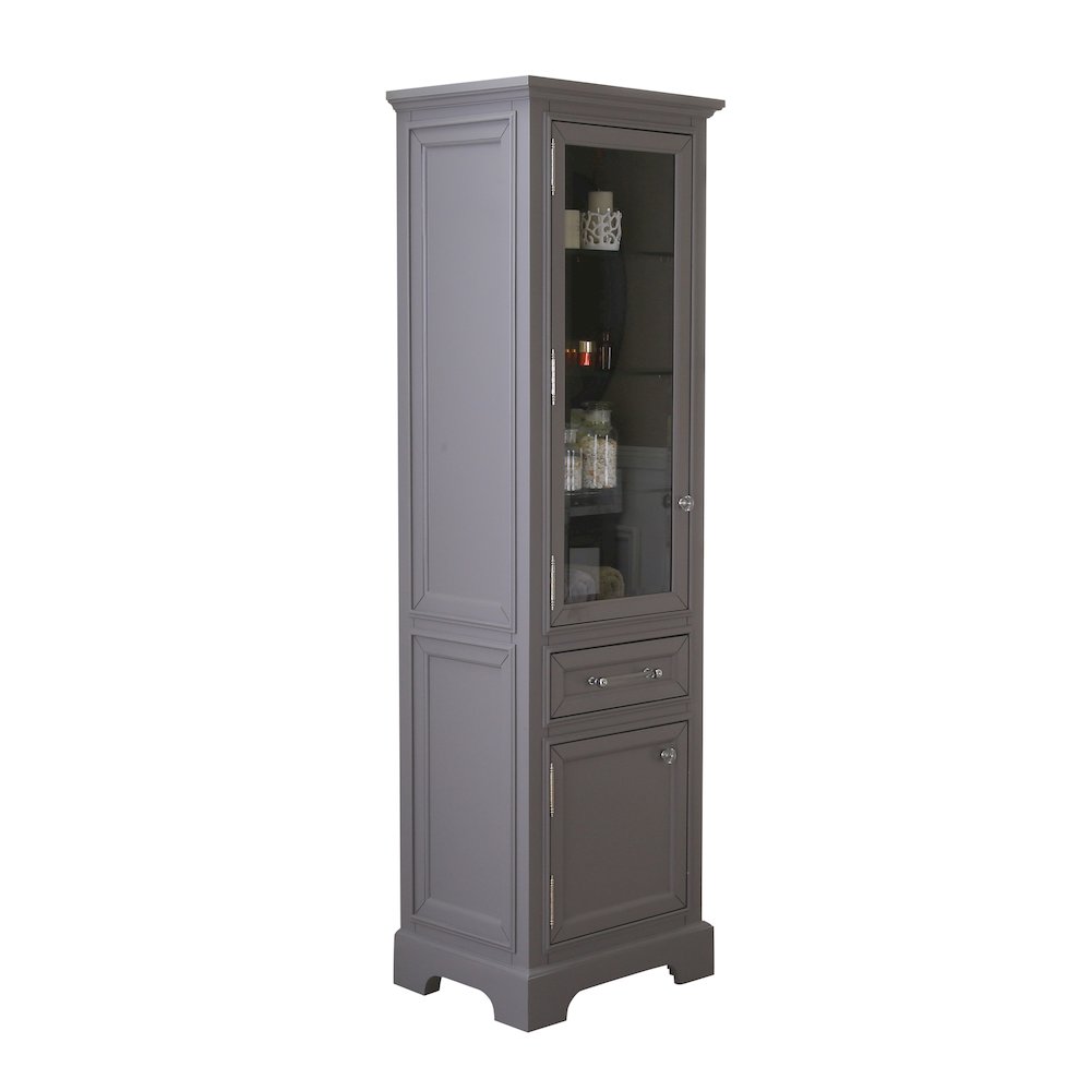 Free Standing Linen Cabinet In Cashmere Grey. Picture 3