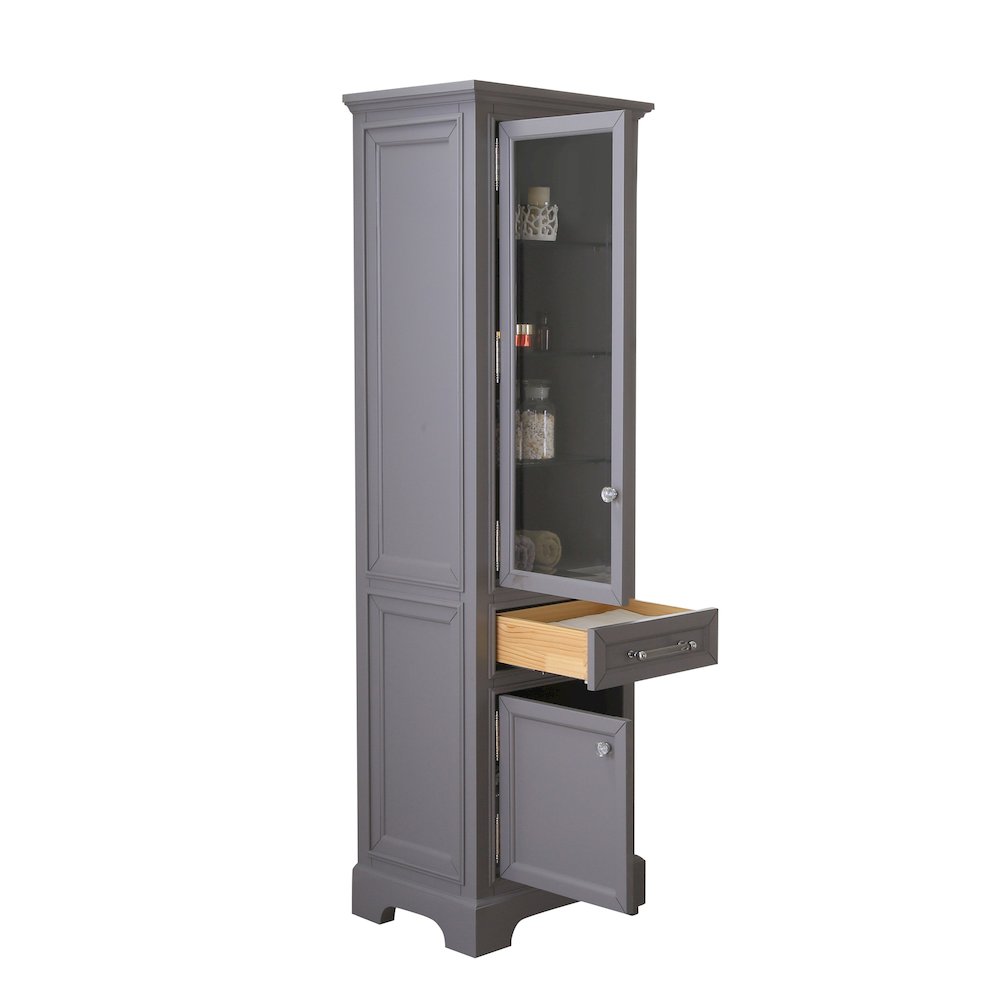 Free Standing Linen Cabinet In Cashmere Grey. Picture 4