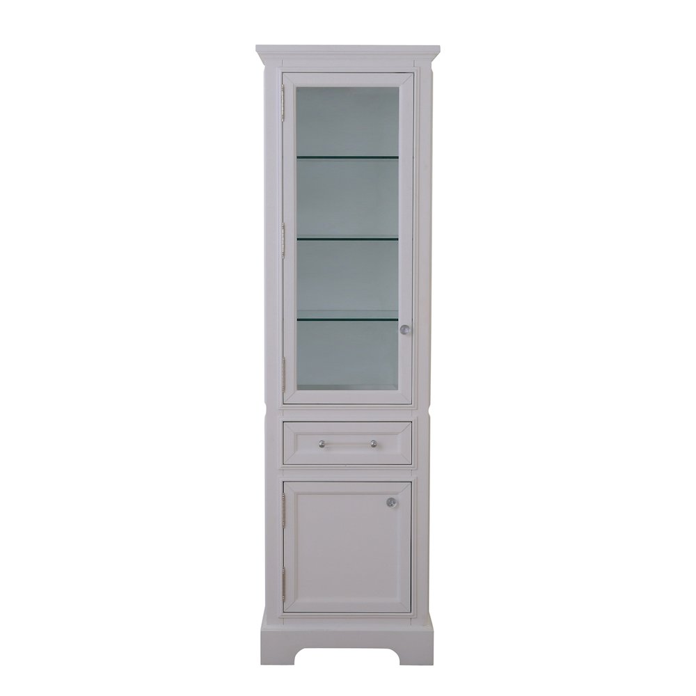 Free Standing Linen Cabinet In Pure White. Picture 1
