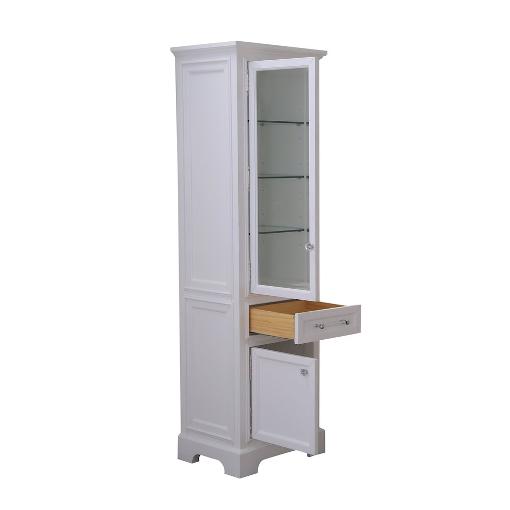 Free Standing Linen Cabinet In Pure White. Picture 4
