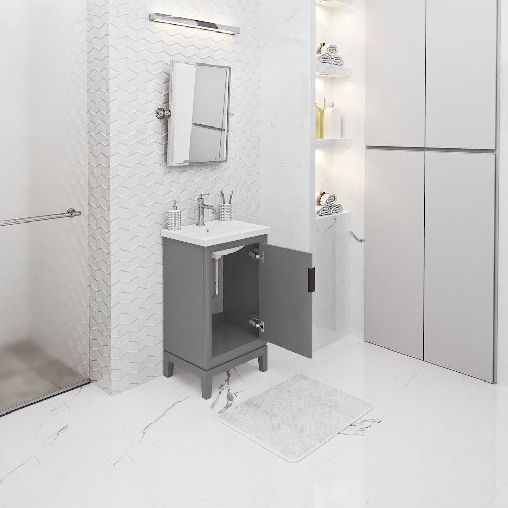 20 In. Integrated Ceramic Sink Top Bath Vanity in Cashmere Grey. Picture 4