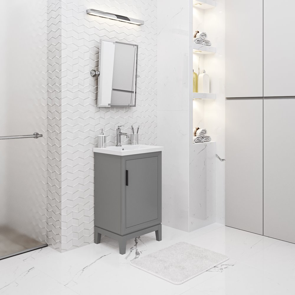 20 In. Integrated Ceramic Sink Top Bath Vanity in Cashmere Grey. Picture 3