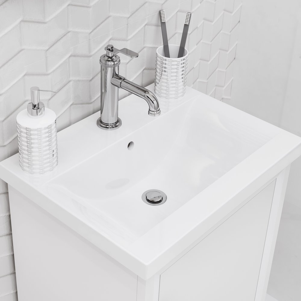 20 In. Integrated Ceramic Sink Top Bath Vanity in Pure White. Picture 7