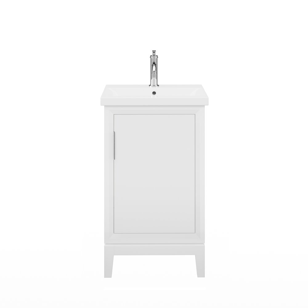 20 In. Integrated Ceramic Sink Top Bath Vanity in Pure White. Picture 1