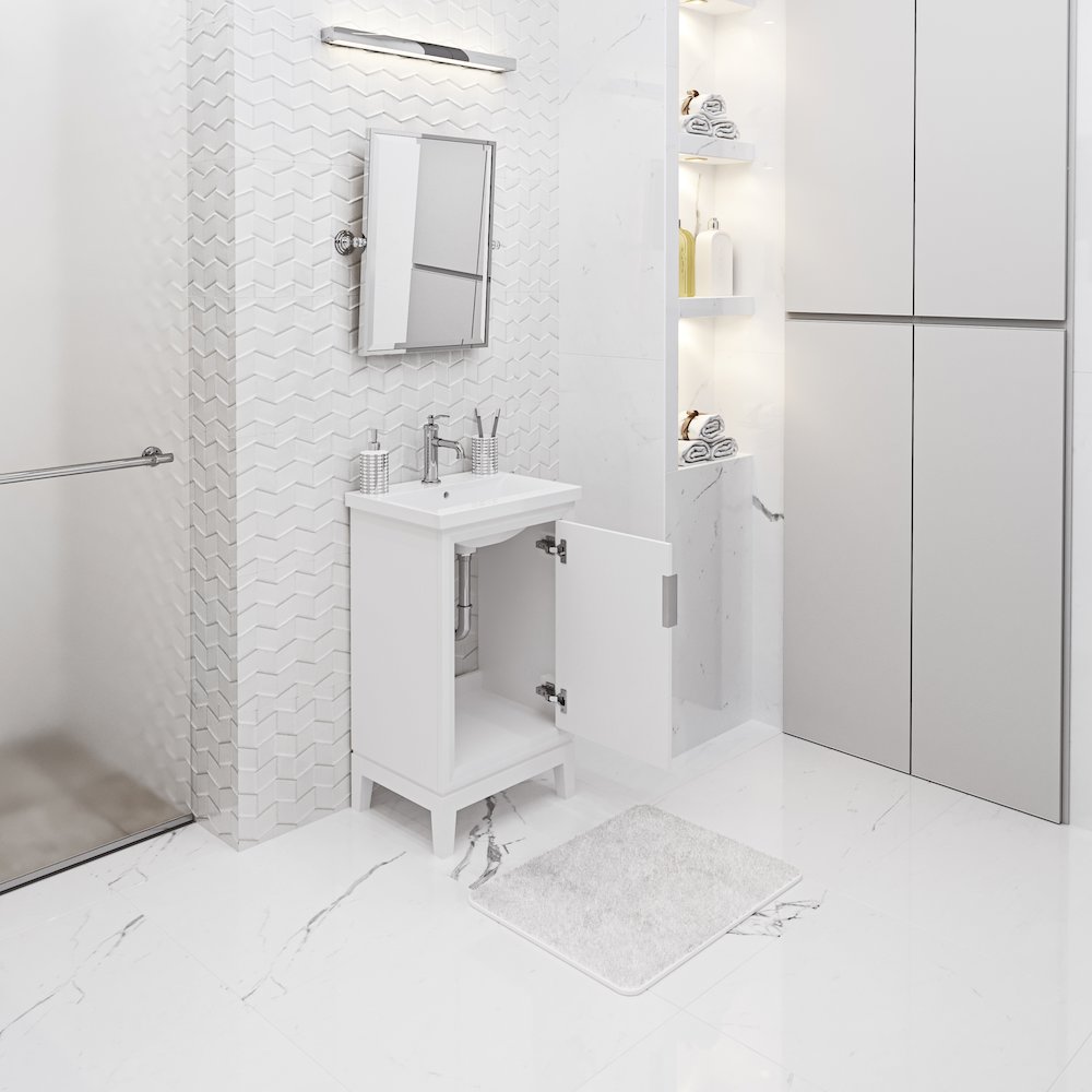 20 In. Integrated Ceramic Sink Top Bath Vanity in Pure White. Picture 4