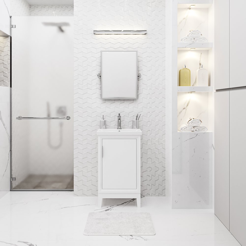 20 In. Integrated Ceramic Sink Top Bath Vanity in Pure White. Picture 2