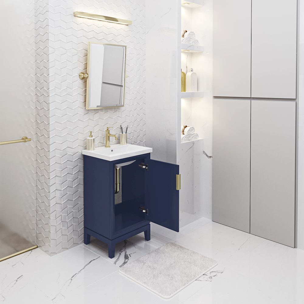 20 In. Integrated Ceramic Sink Top Bath Vanity in Monarch Blue. Picture 4