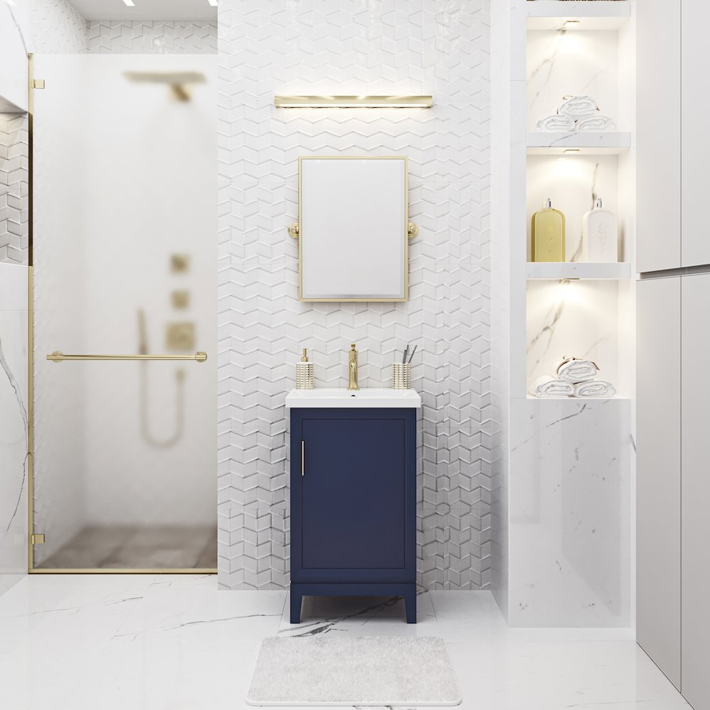 20 In. Integrated Ceramic Sink Top Bath Vanity in Monarch Blue. Picture 2