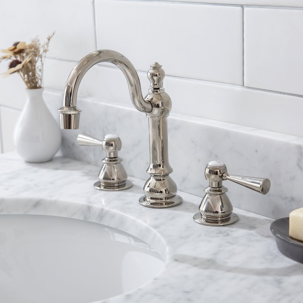 30 In. W. Single Wash Stand, P-Trap, Carrara White Marble Countertop. Picture 5