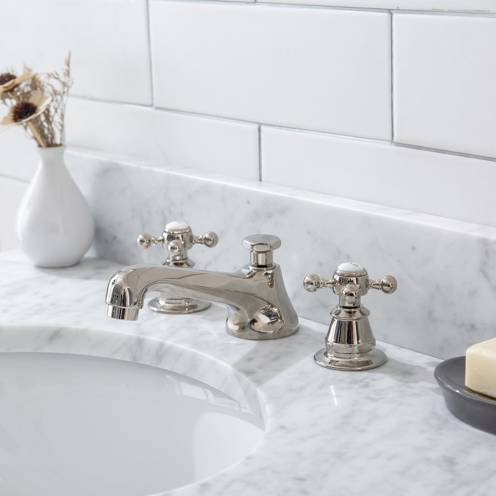 30 In. W. Single Wash Stand, P-Trap, Carrara White Marble Countertop. Picture 7