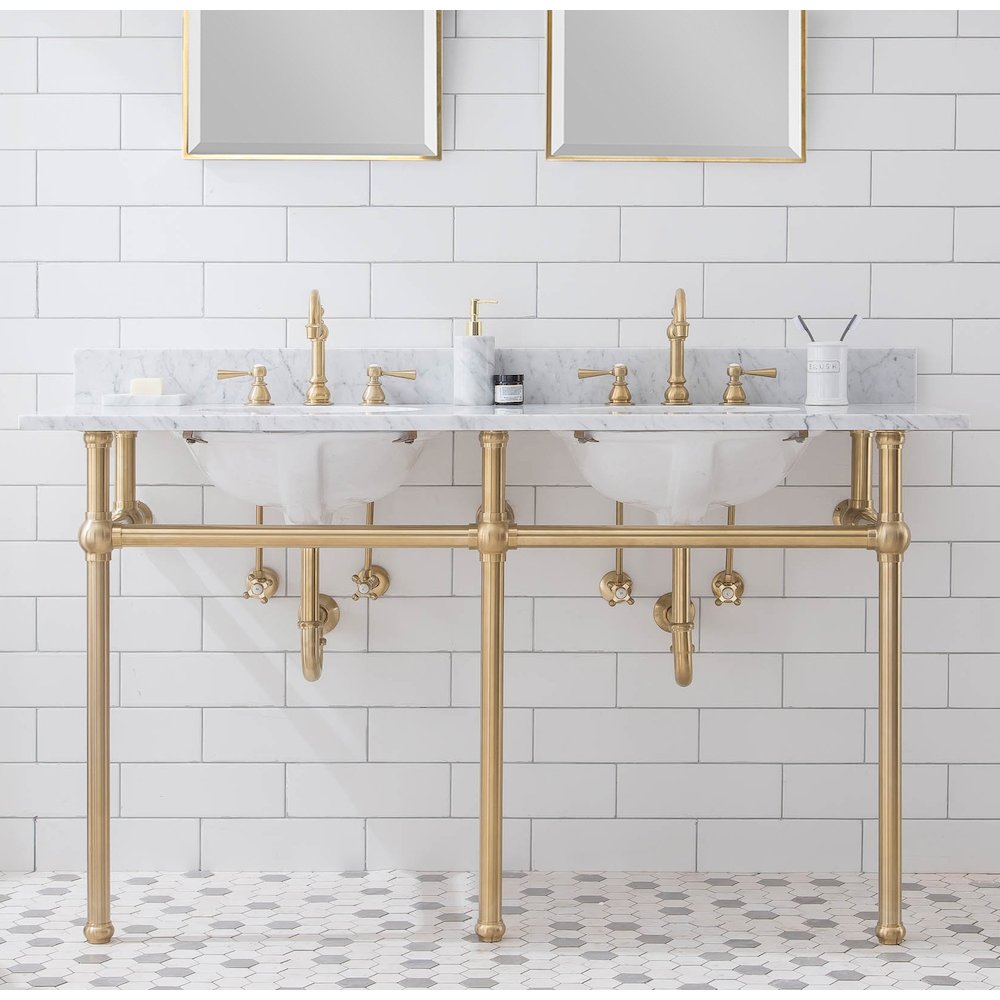 60 In. W. Double Wash Stand Only in Satin Gold Finish. Picture 2