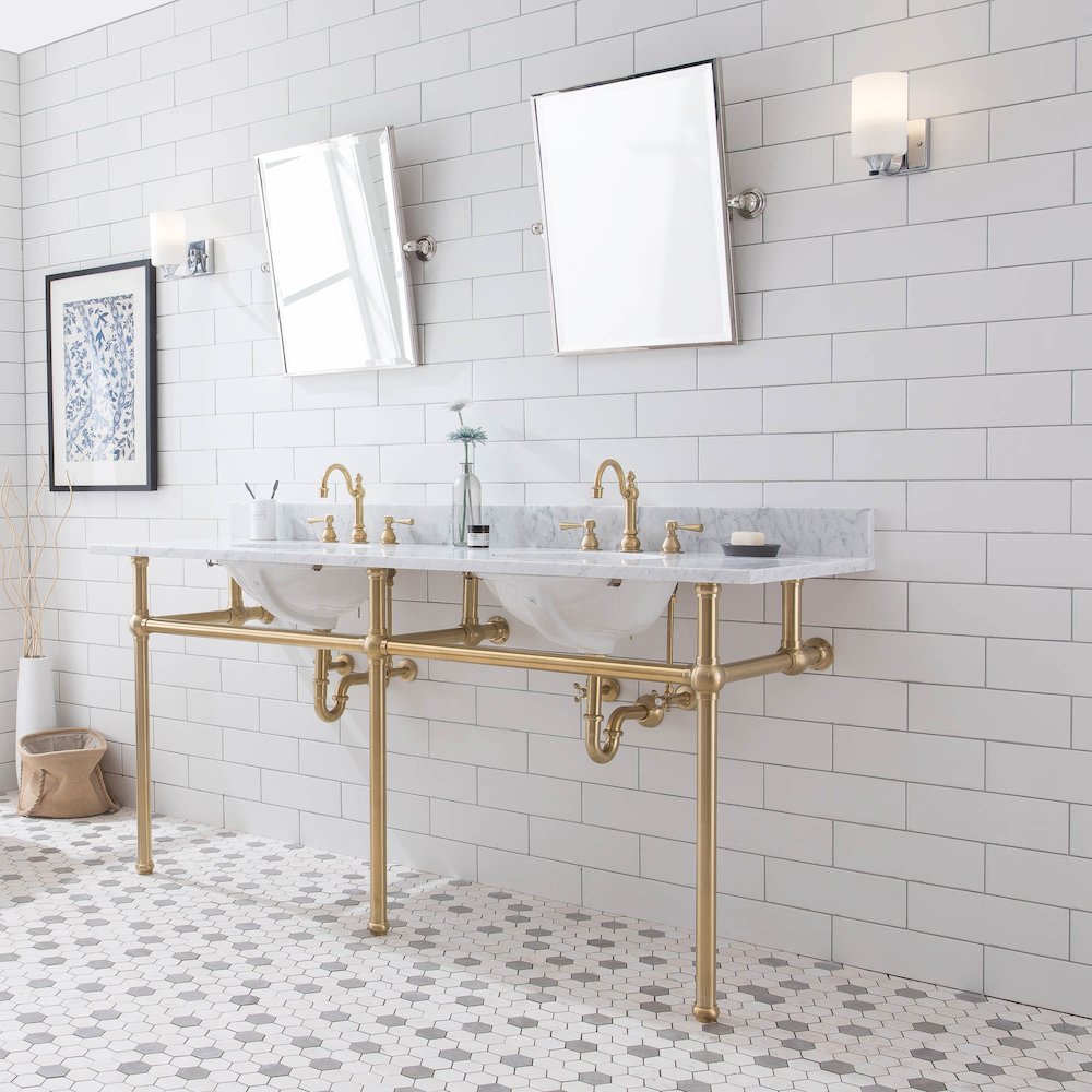 72 In. W. Double Wash Stand Only in Satin Gold Finish. Picture 3