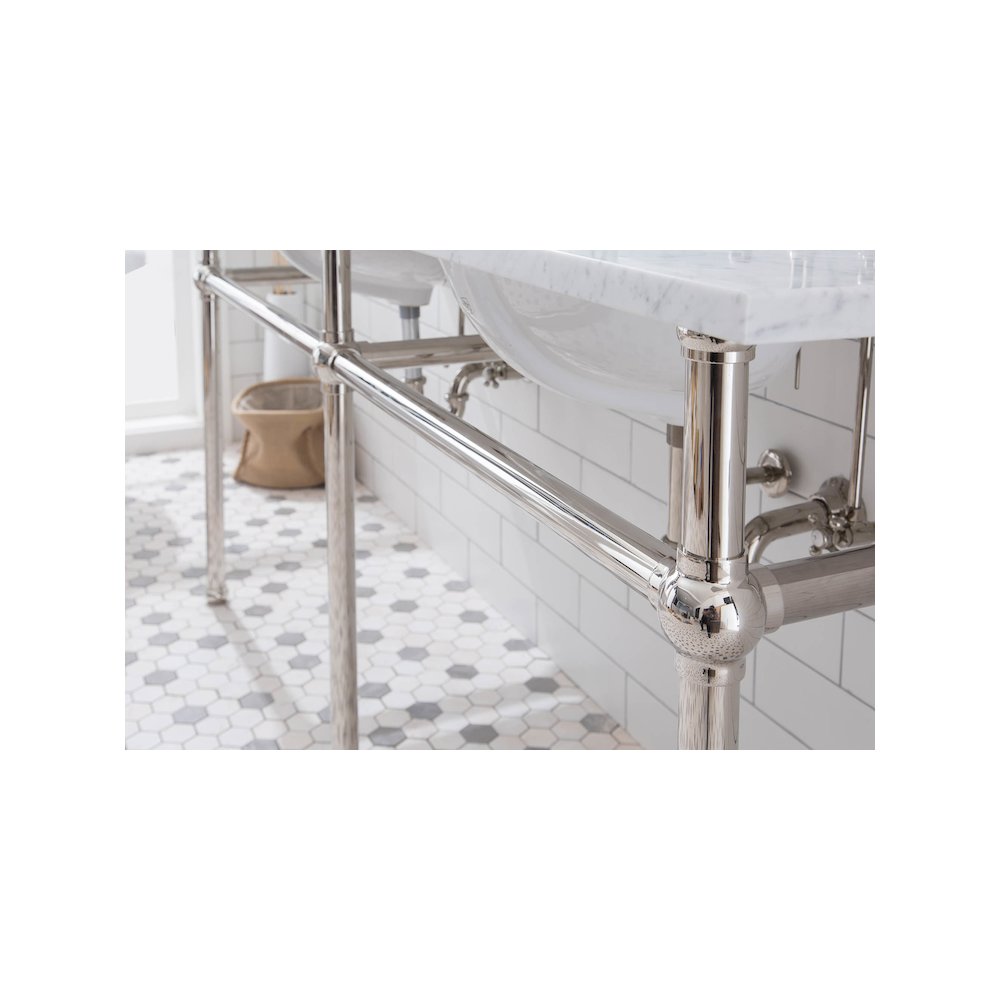 72 In. W. Double Wash Stand, P-Trap, Carrara White Marble Countertop. Picture 5
