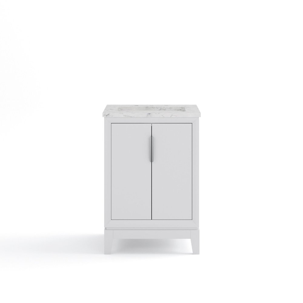 24 In. Single Sink Carrara White Marble Countertop Bath Vanity In Pure White. Picture 5