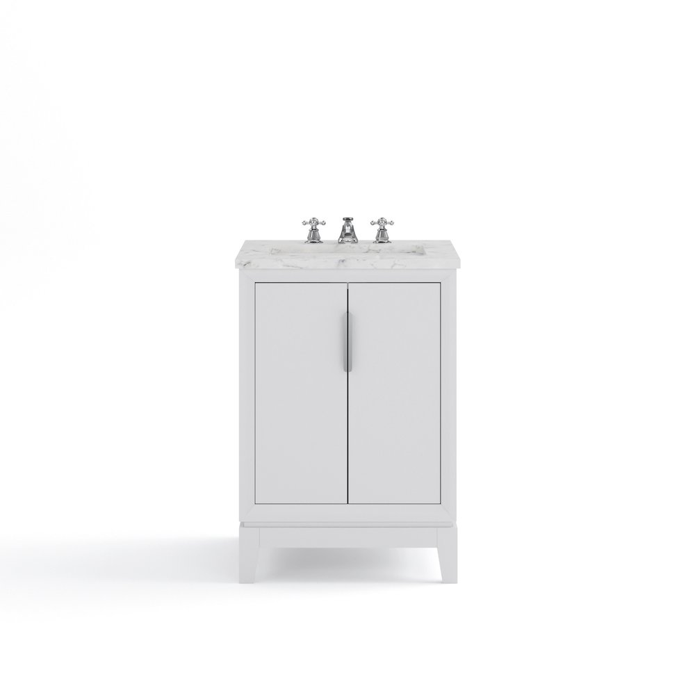 24 In. Single Sink Carrara White Marble Countertop Bath Vanity In Pure White. Picture 5