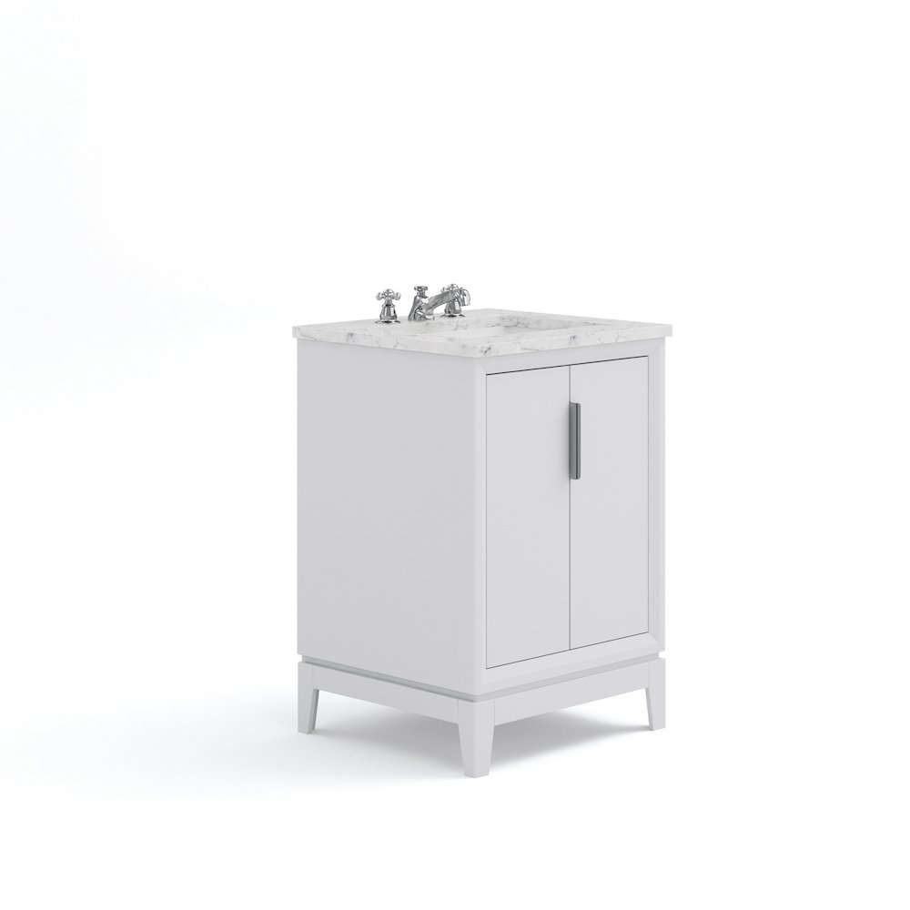 24 In. Single Sink Carrara White Marble Countertop Bath Vanity In Pure White. Picture 1