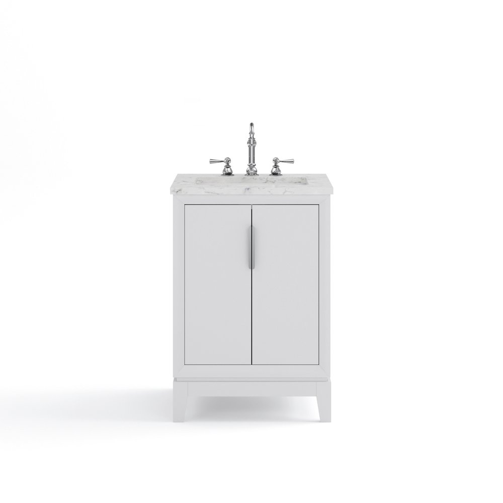 24 In. Single Sink Carrara White Marble Countertop Bath Vanity In Pure White. Picture 5