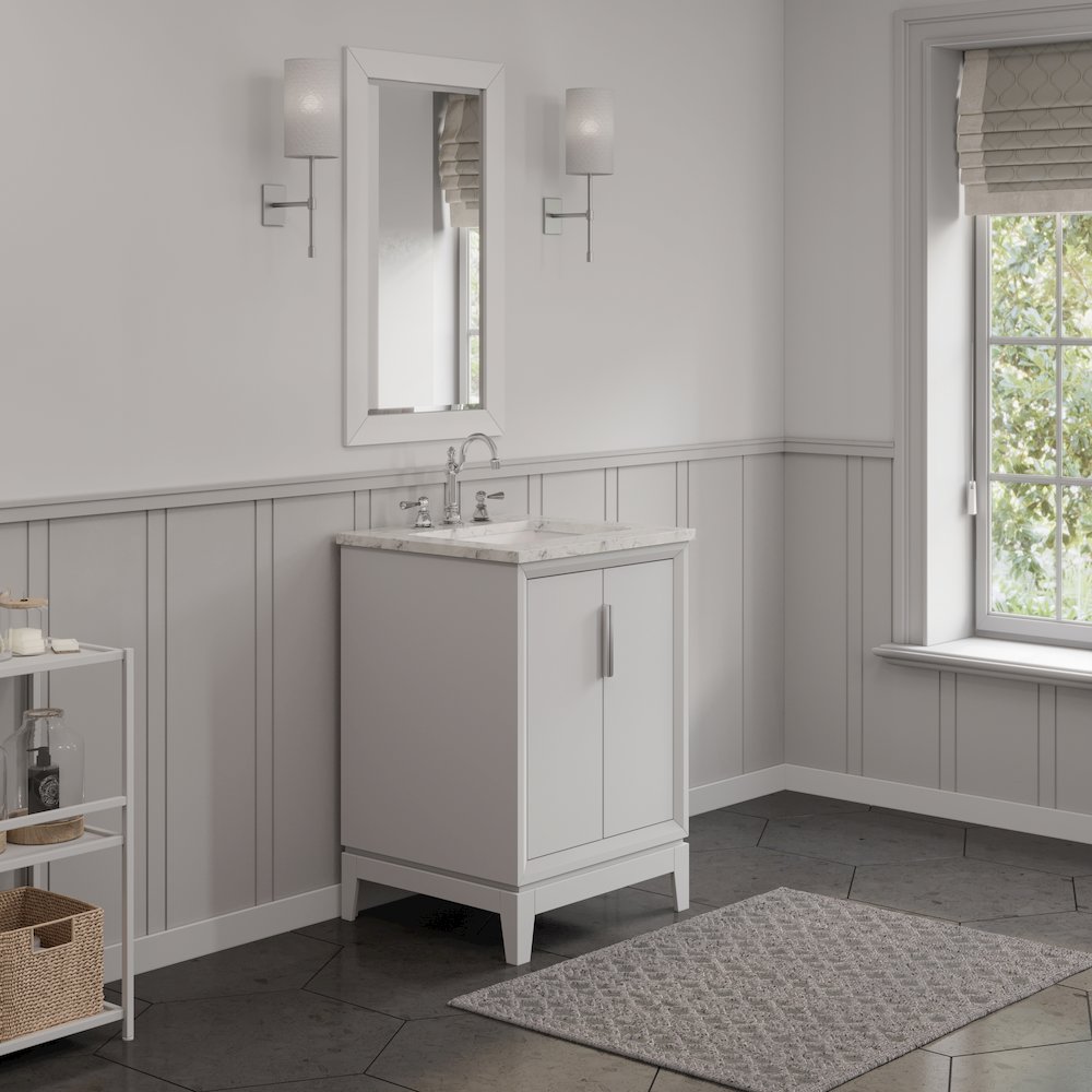 24 In. Single Sink Carrara White Marble Countertop Bath Vanity In Pure White. Picture 3