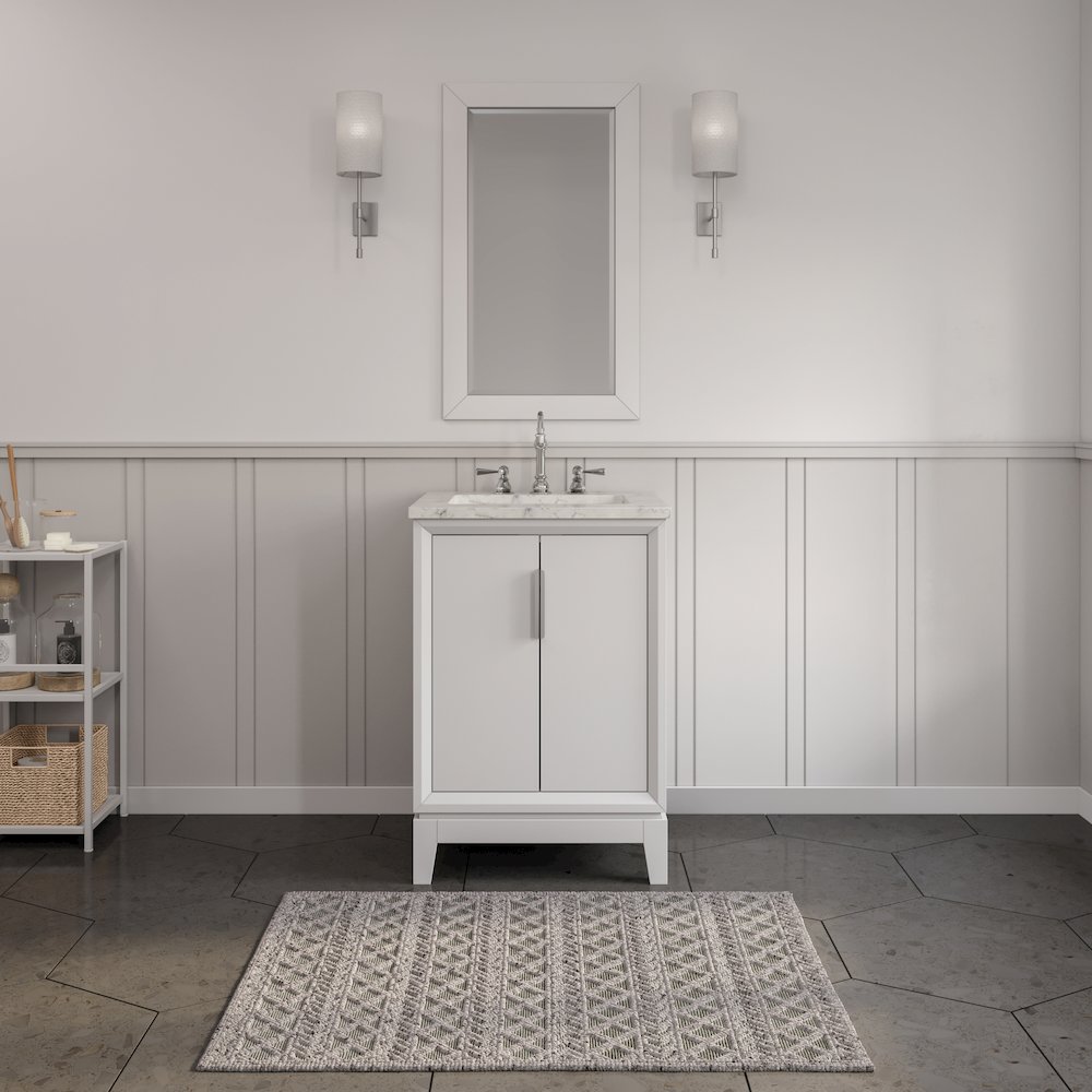 24 In. Single Sink Carrara White Marble Countertop Bath Vanity In Pure White. Picture 2