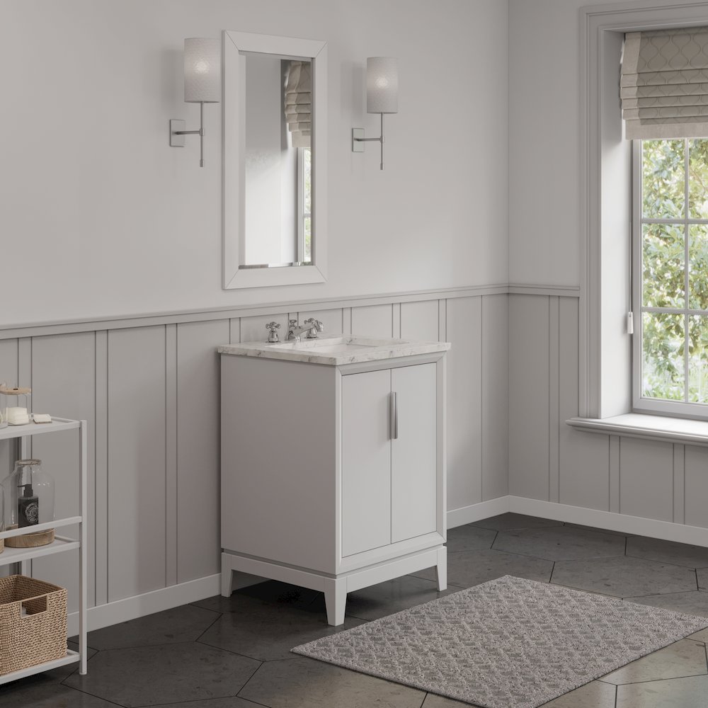 24 In. Single Sink Carrara White Marble Countertop Bath Vanity In Pure White. Picture 3