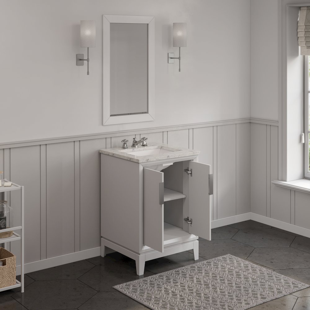24 In. Single Sink Carrara White Marble Countertop Bath Vanity In Pure White. Picture 4