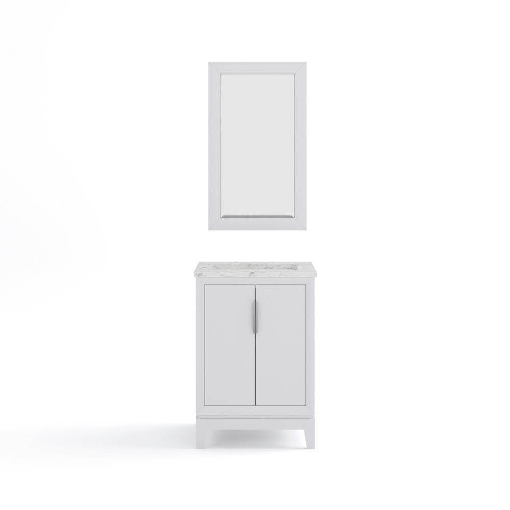 24 In. Single Sink Carrara White Marble Countertop Bath Vanity In Pure White. Picture 5