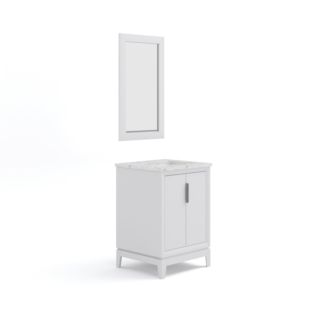 24 In. Single Sink Carrara White Marble Countertop Bath Vanity In Pure White. Picture 1