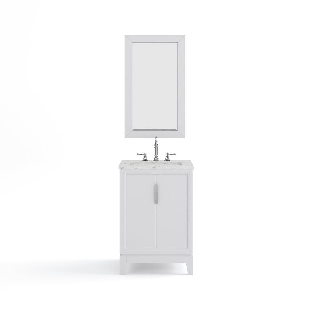 24 In. Single Sink Carrara White Marble Countertop Bath Vanity In Pure White. Picture 5