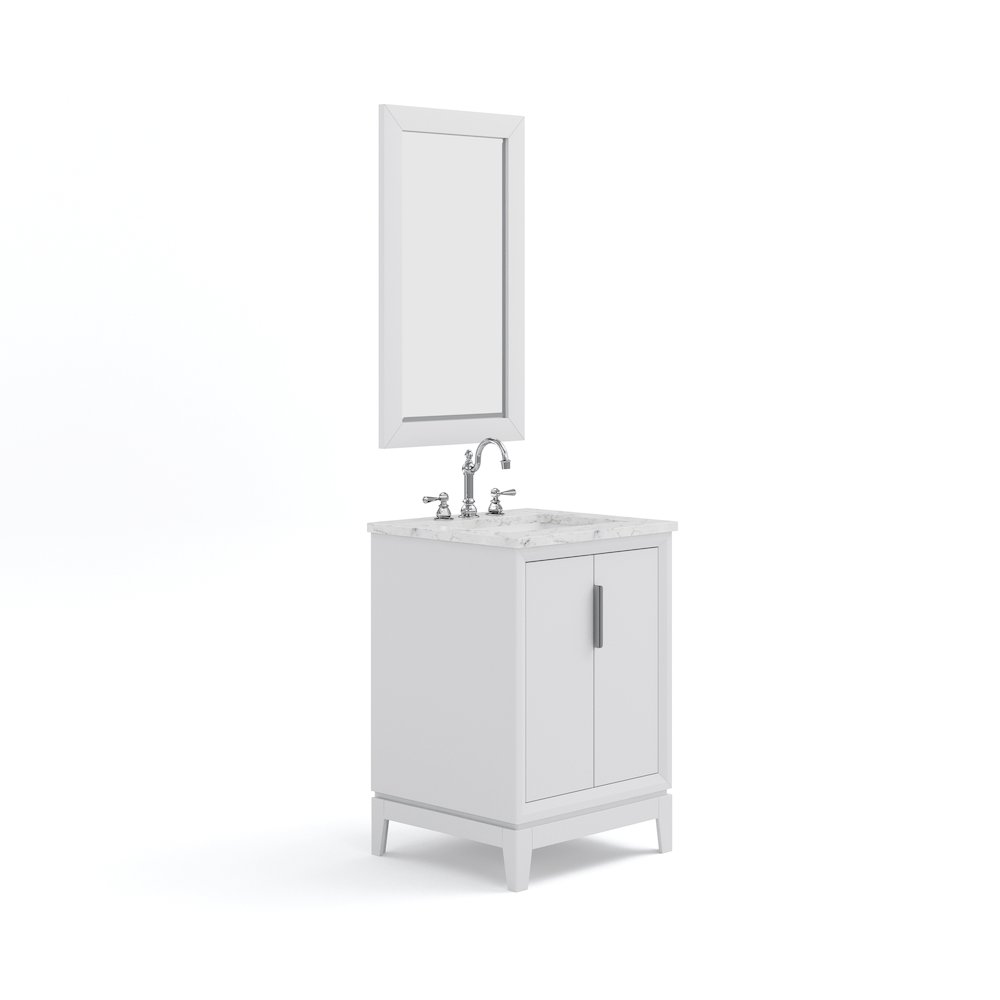 24 In. Single Sink Carrara White Marble Countertop Bath Vanity In Pure White. Picture 1