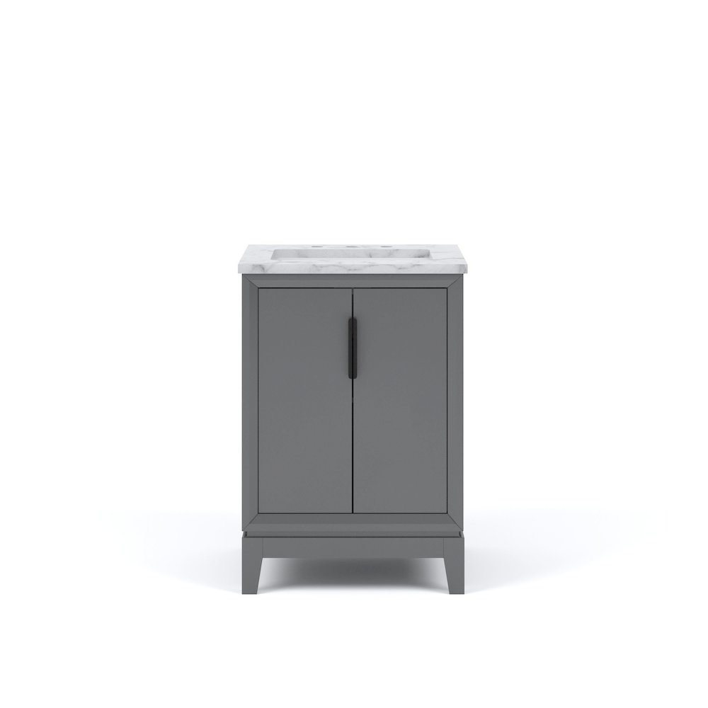 Elizabeth 24-Inch Single Sink Carrara White Marble Vanity In Cashmere Grey. Picture 5