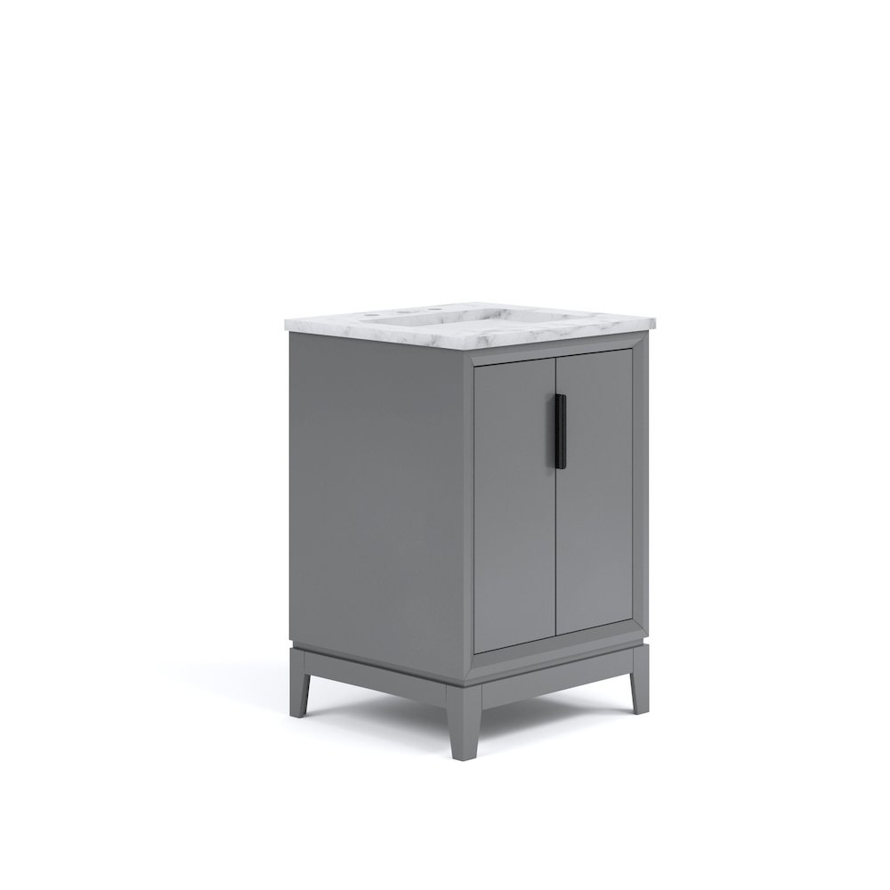 Elizabeth 24-Inch Single Sink Carrara White Marble Vanity In Cashmere Grey. Picture 1