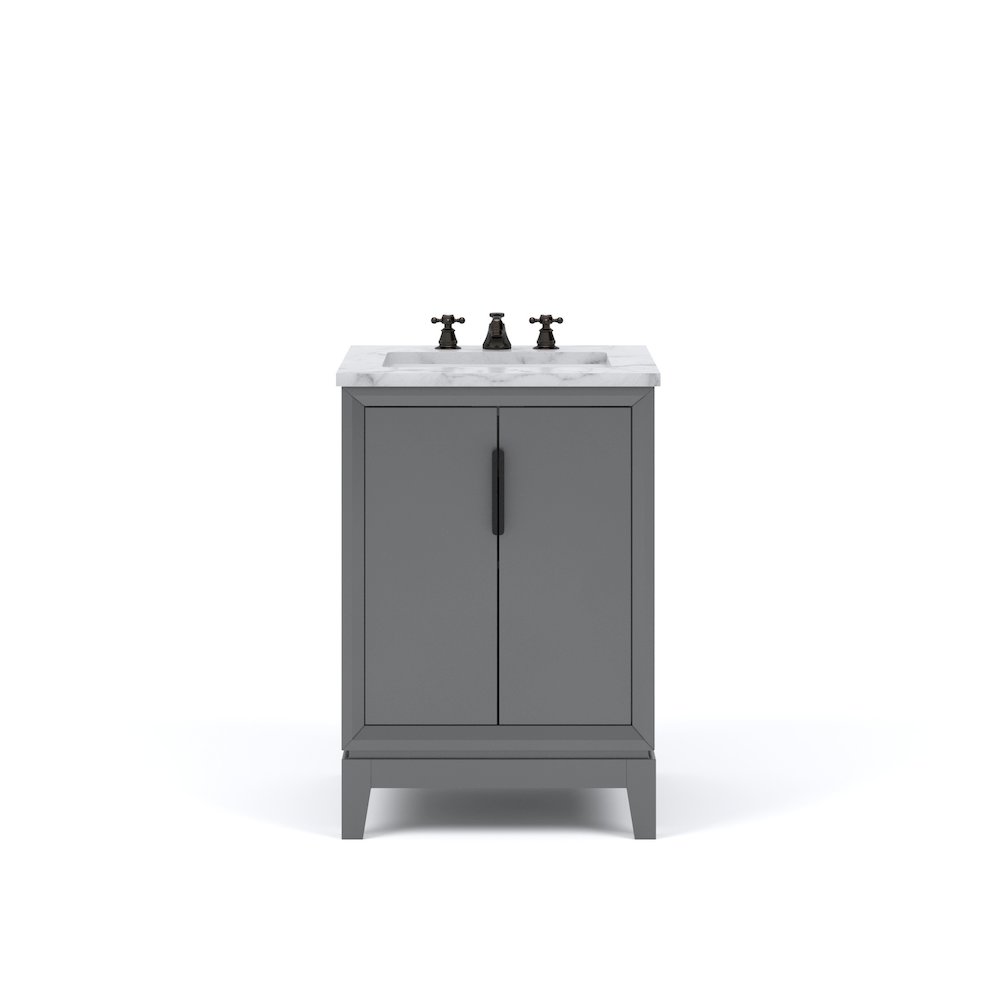 24-Inch Single Sink Carrara White Marble Vanity In Cashmere Grey. Picture 5