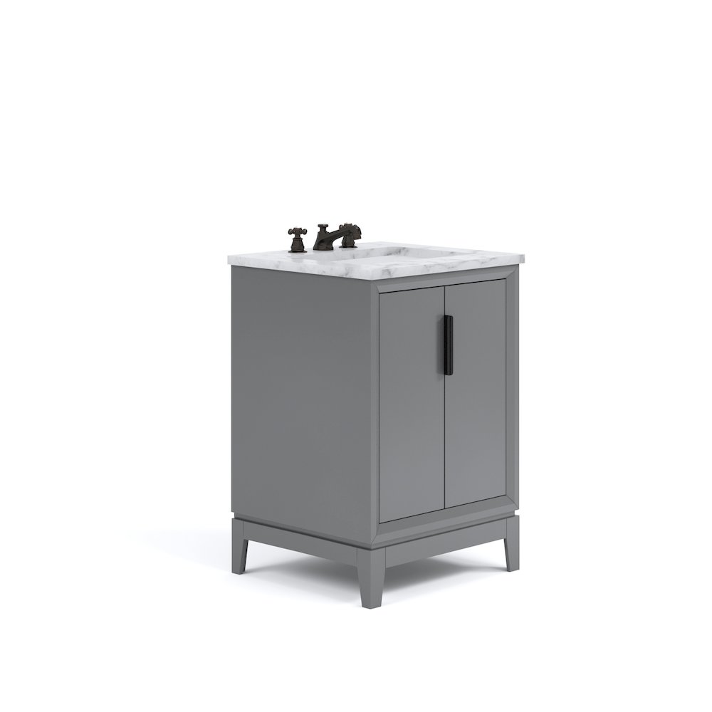 24-Inch Single Sink Carrara White Marble Vanity In Cashmere Grey. Picture 1