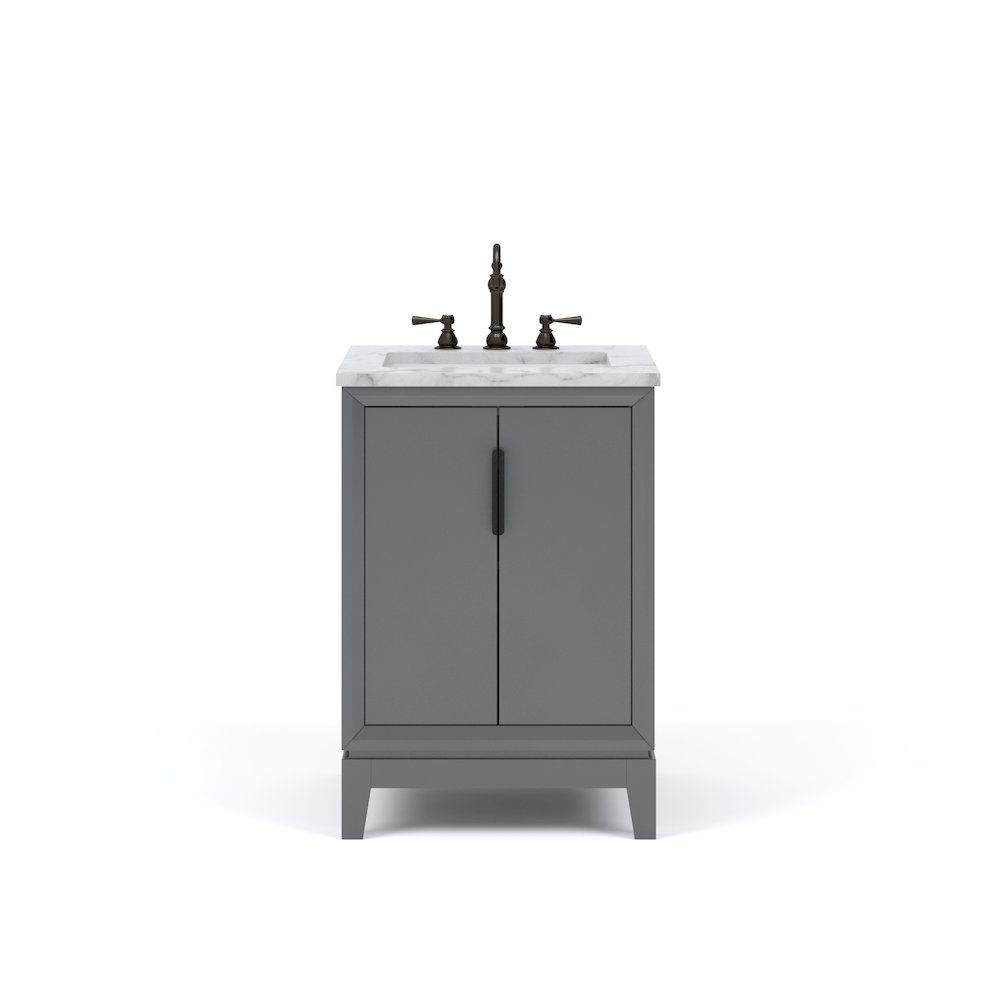 24-Inch Single Sink Carrara White Marble Vanity In Cashmere Grey. Picture 5