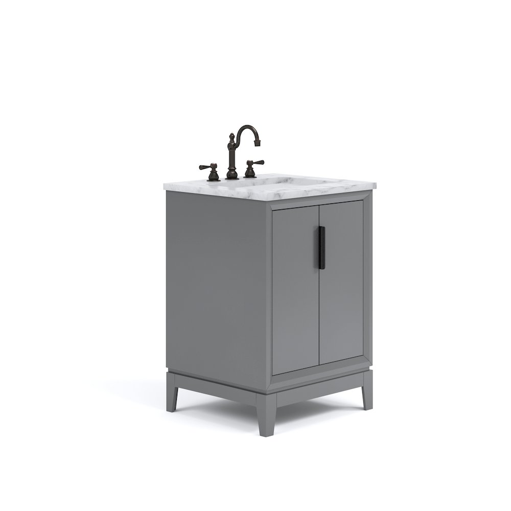 24-Inch Single Sink Carrara White Marble Vanity In Cashmere Grey. Picture 1