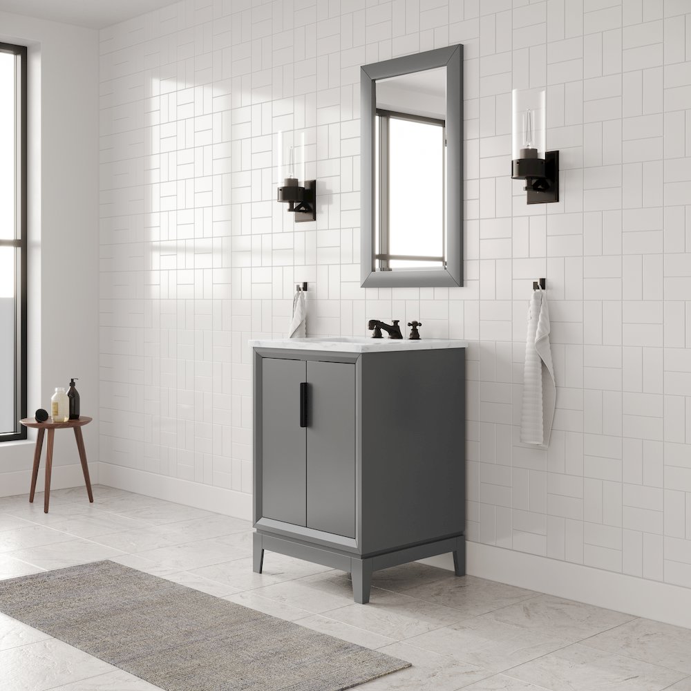 24-Inch Single Sink Carrara White Marble Vanity In Cashmere Grey. Picture 3
