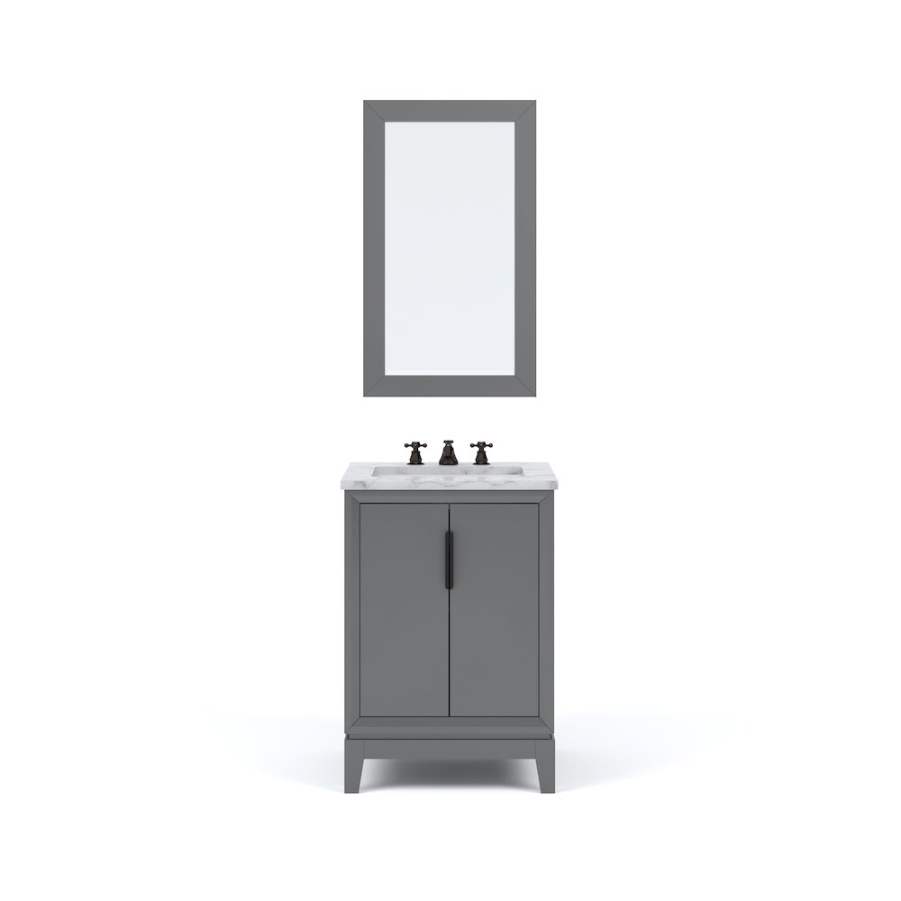 24-Inch Single Sink Carrara White Marble Vanity In Cashmere Grey. Picture 5
