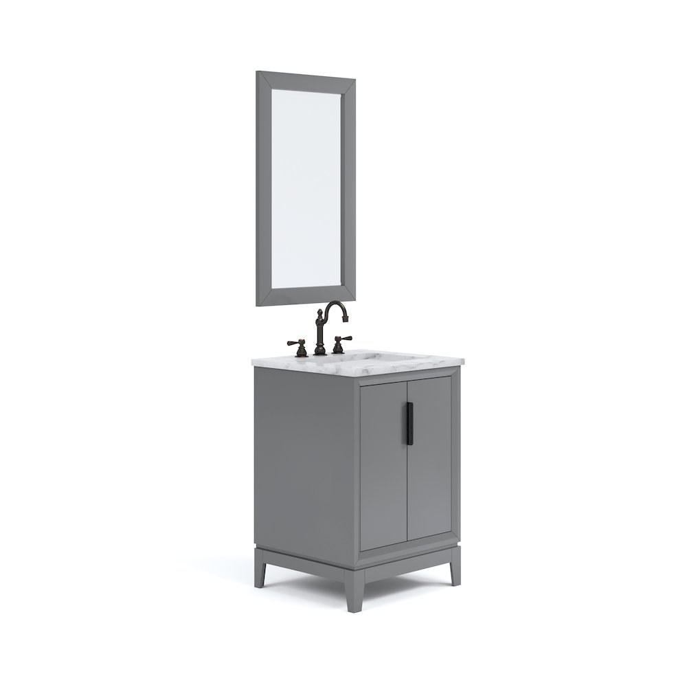 24-Inch Single Sink Carrara White Marble Vanity In Cashmere Grey. Picture 1