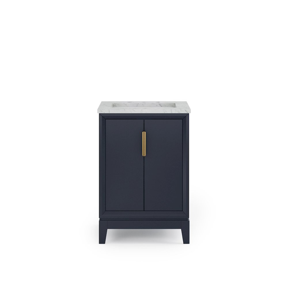 24 In. Single Sink Carrara White Marble Countertop Bath Vanity In Monarch Blue. Picture 1