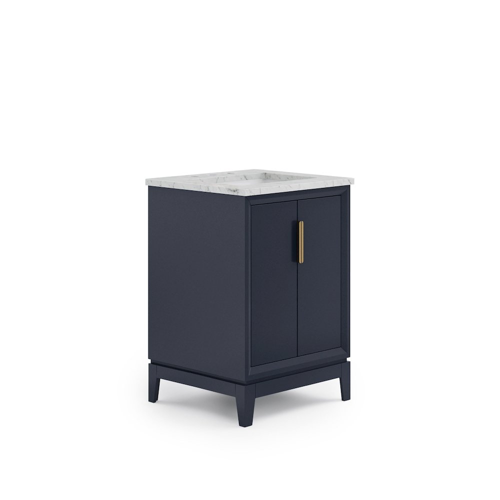 24 In. Single Sink Carrara White Marble Countertop Bath Vanity In Monarch Blue. Picture 2