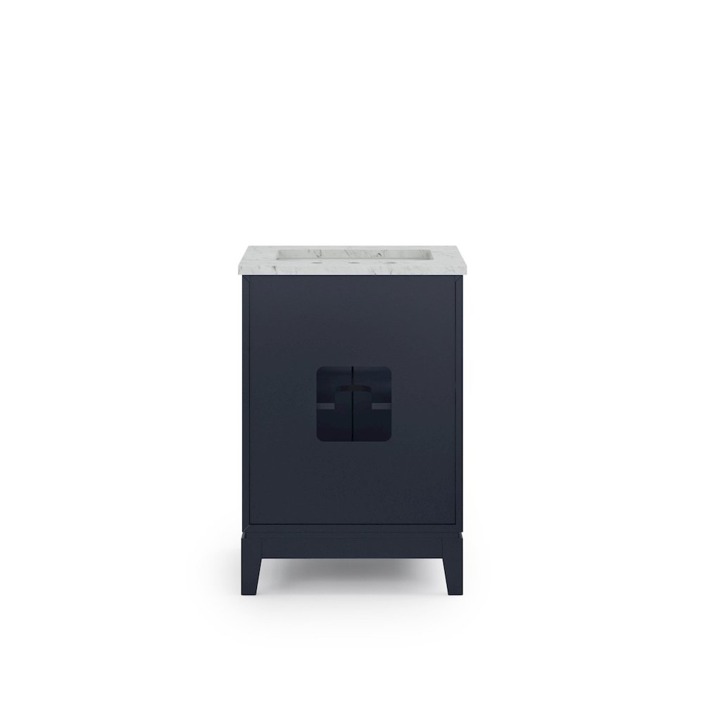 24 In. Single Sink Carrara White Marble Countertop Bath Vanity In Monarch Blue. Picture 3