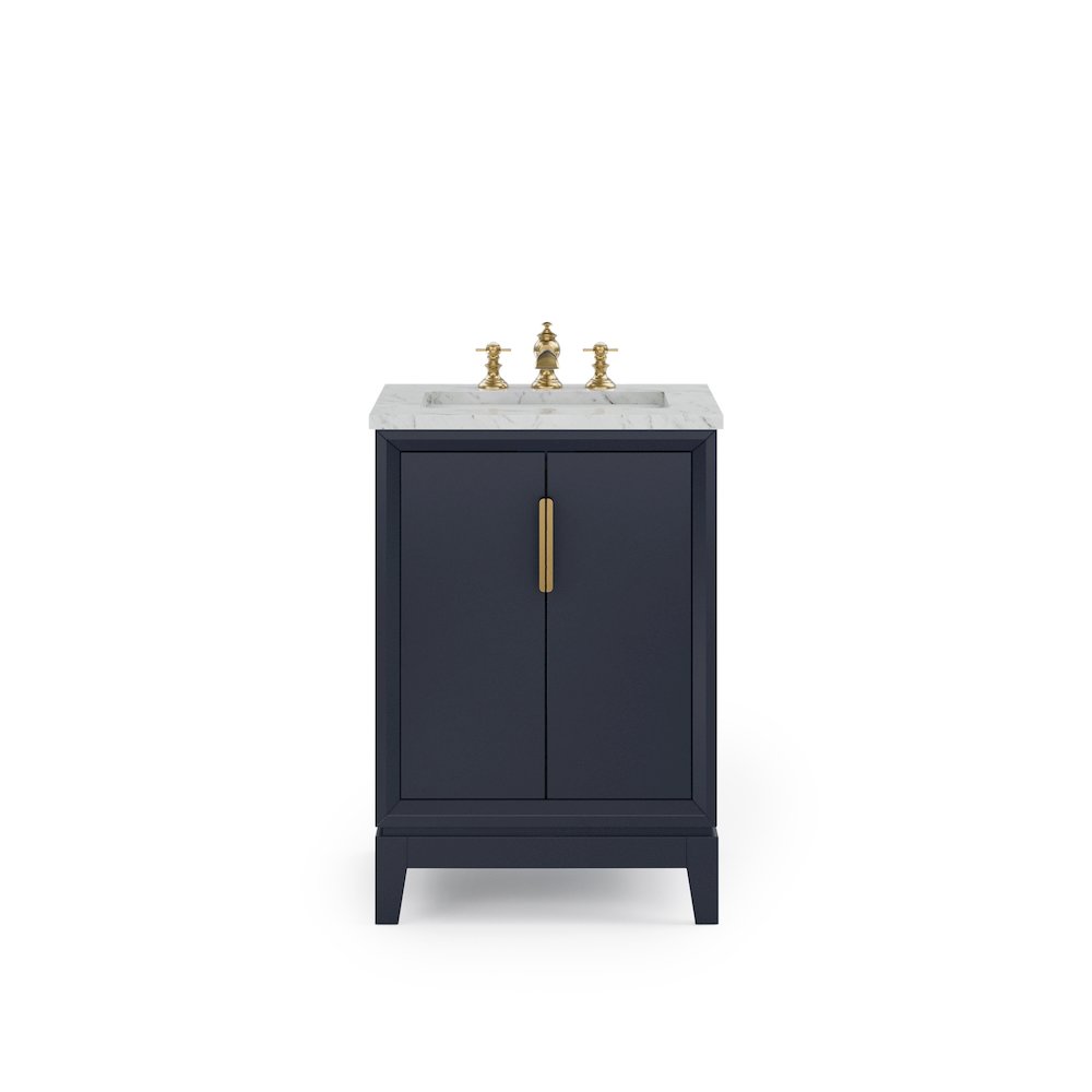 24 In. Single Sink Carrara White Marble Countertop Bath Vanity In Monarch Blue. Picture 5