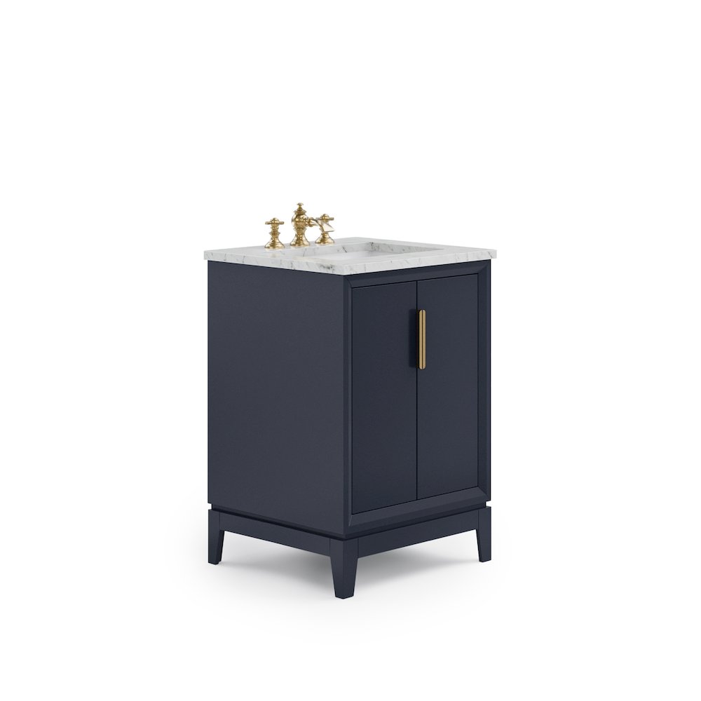 24 In. Single Sink Carrara White Marble Countertop Bath Vanity In Monarch Blue. Picture 1